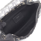 Dior Clutch Saddle Pouch White Beige Navy Canvas Oblique — view 3