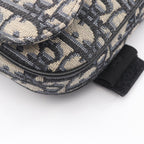Dior Clutch Saddle Pouch White Beige Navy Canvas Oblique — view 5
