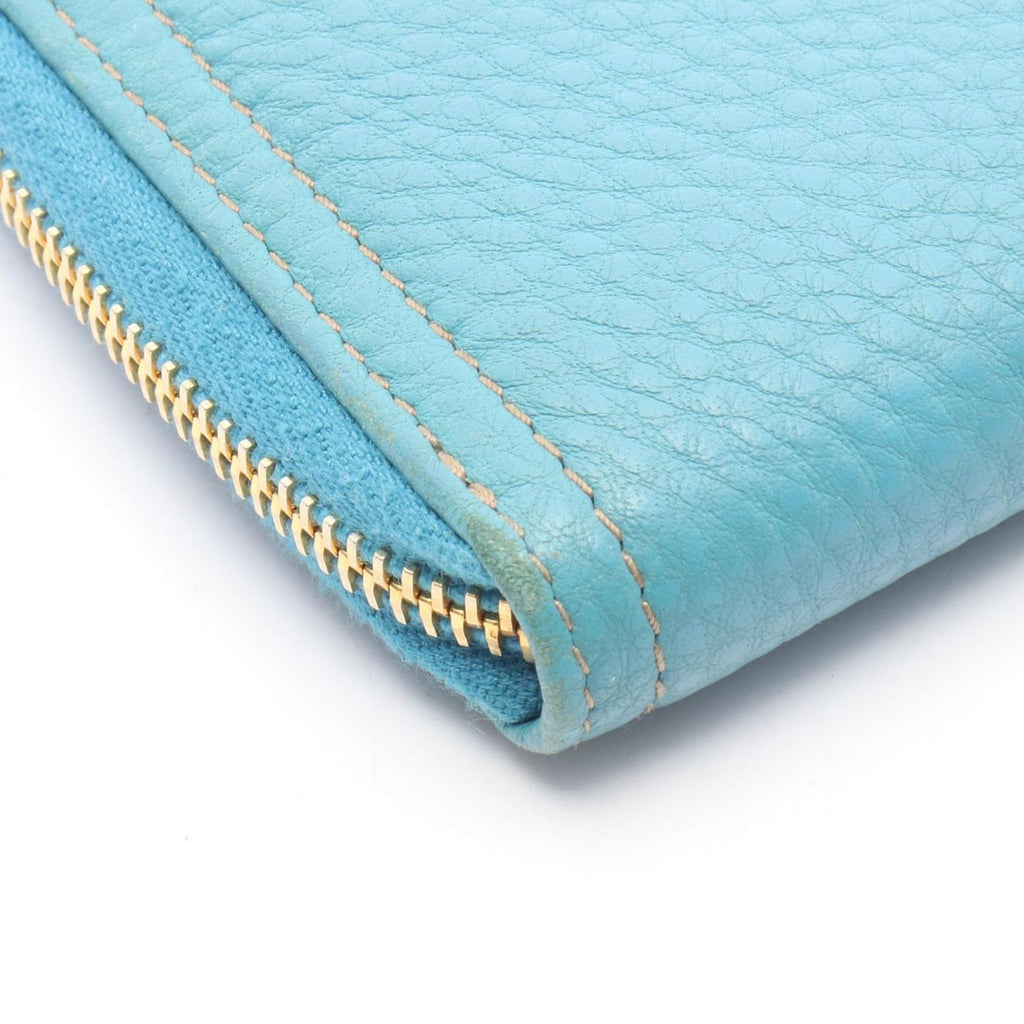 Prada Round Wallet Vitello Daino Blue Leather — view 8