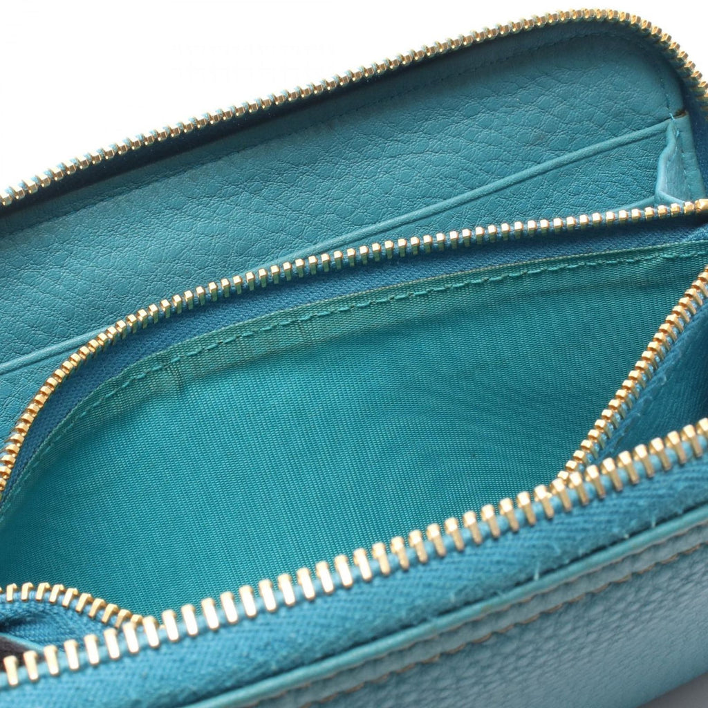 Prada Round Wallet Vitello Daino Blue Leather — view 6