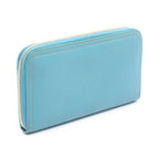 Prada Round Wallet Vitello Daino Blue Leather — view 2