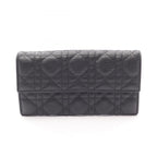 Dior Bifold Wallet Cannage Black Leather Zip