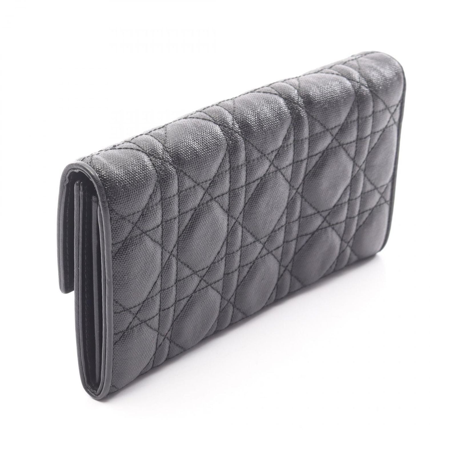 Dior Bifold Wallet Cannage Black Leather Zip — view 2