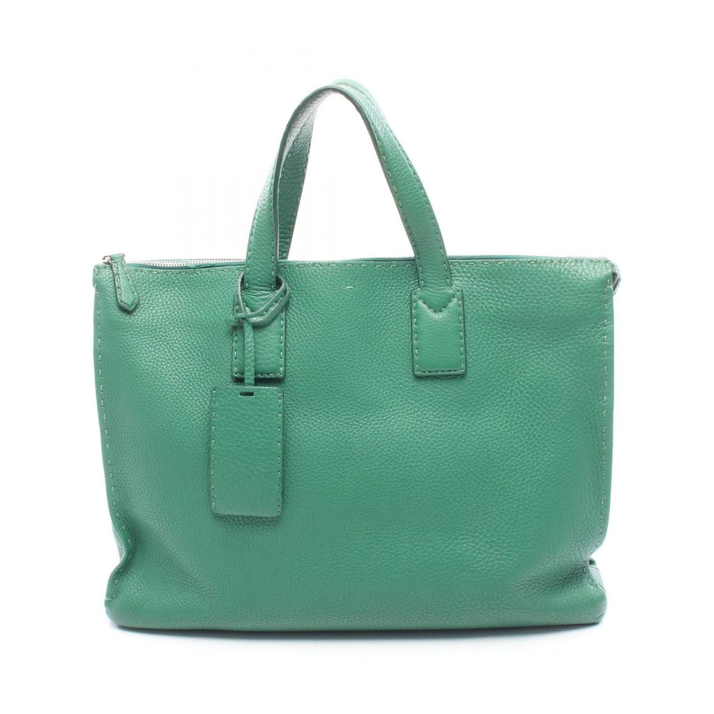 Fendi Business Selleria Green Leather Tote