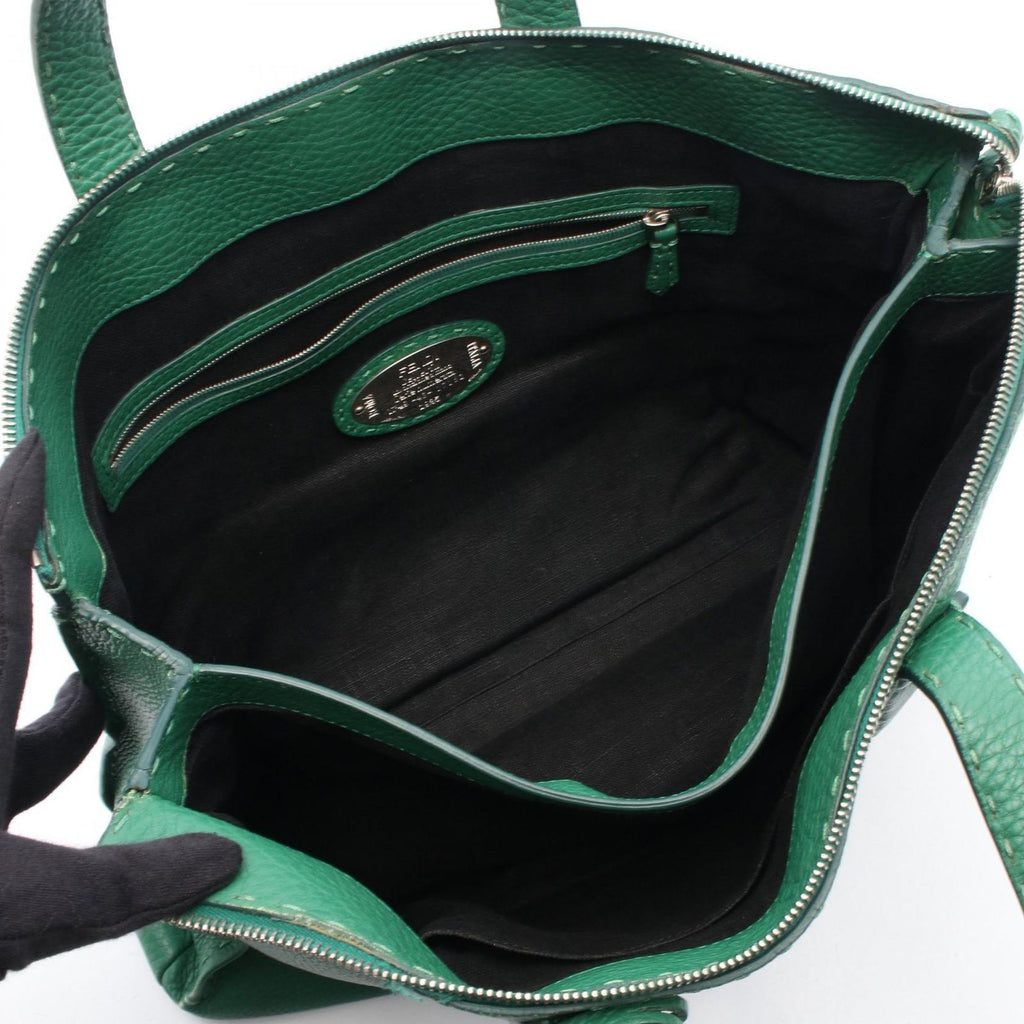Fendi Business Selleria Green Leather Tote — view 3