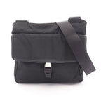 Prada Shoulder Bag Viaggio Black Nylon Saffiano Leather Triangle Logo Messenger