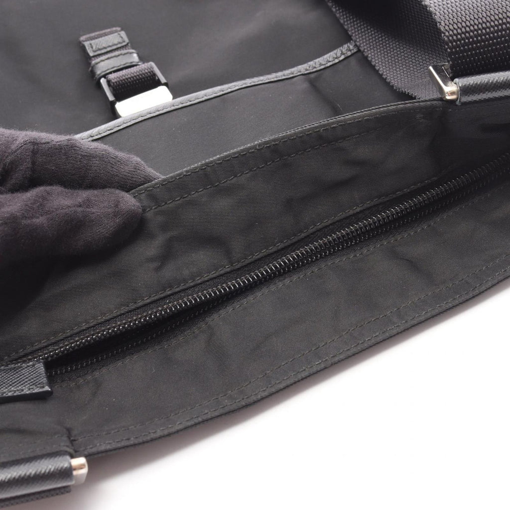 Prada Shoulder Bag Viaggio Black Nylon Saffiano Leather Triangle Logo Messenger — view 6