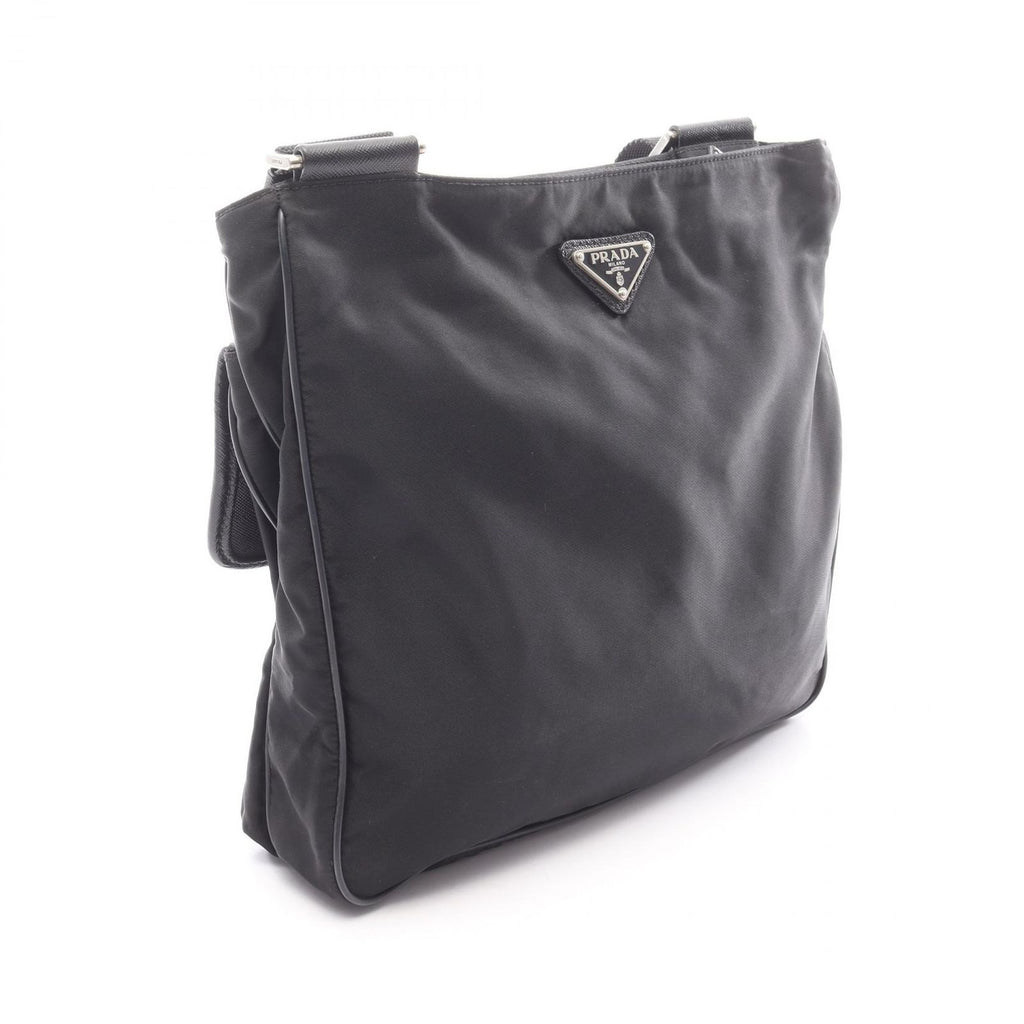 Prada Shoulder Bag Viaggio Black Nylon Saffiano Leather Triangle Logo Messenger — view 2