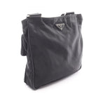 Prada Shoulder Bag Viaggio Black Nylon Saffiano Leather Triangle Logo Messenger — view 2