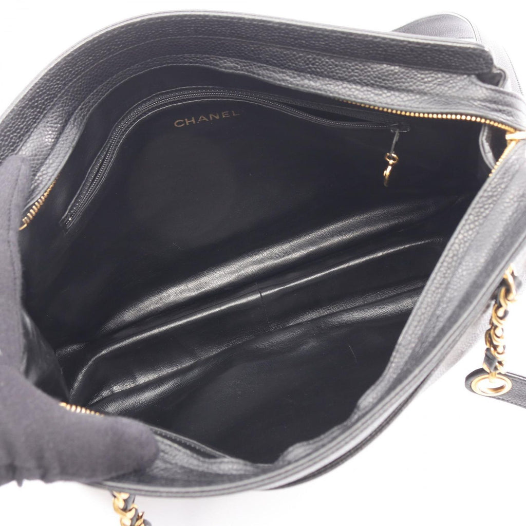 Chanel Tote Triple CC Logo Black Calf Coco Shoulder — view 3