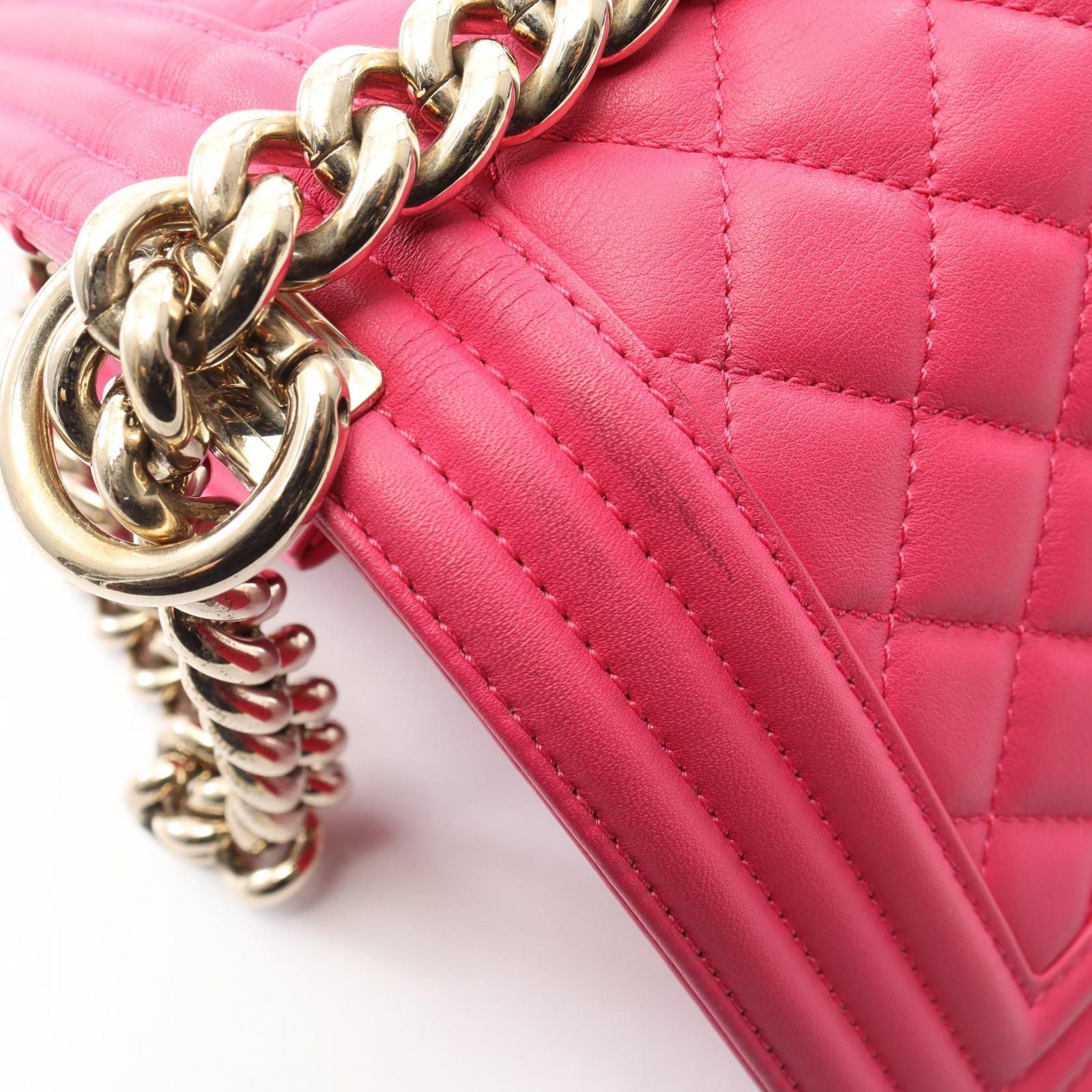 Chanel Shoulder Bag Small Pink Lambskin Chain — view 7