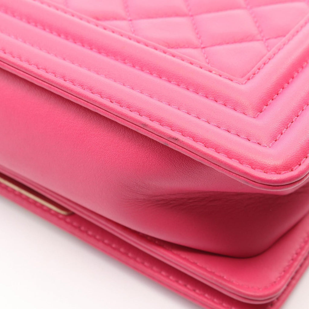 Chanel Shoulder Bag Small Pink Lambskin Chain — view 8