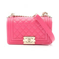 Chanel Shoulder Bag Small Pink Lambskin Chain