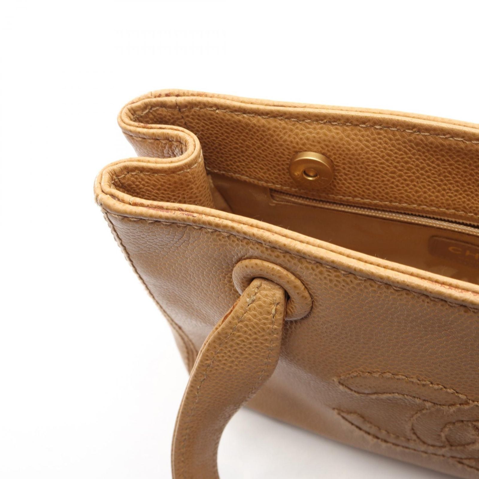 Chanel Handbag CC Logo Mini Beige Calf — view 8