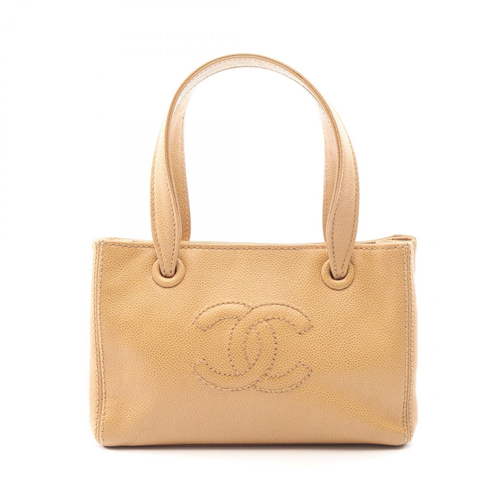 Chanel Handbag CC Logo Mini Beige Calf