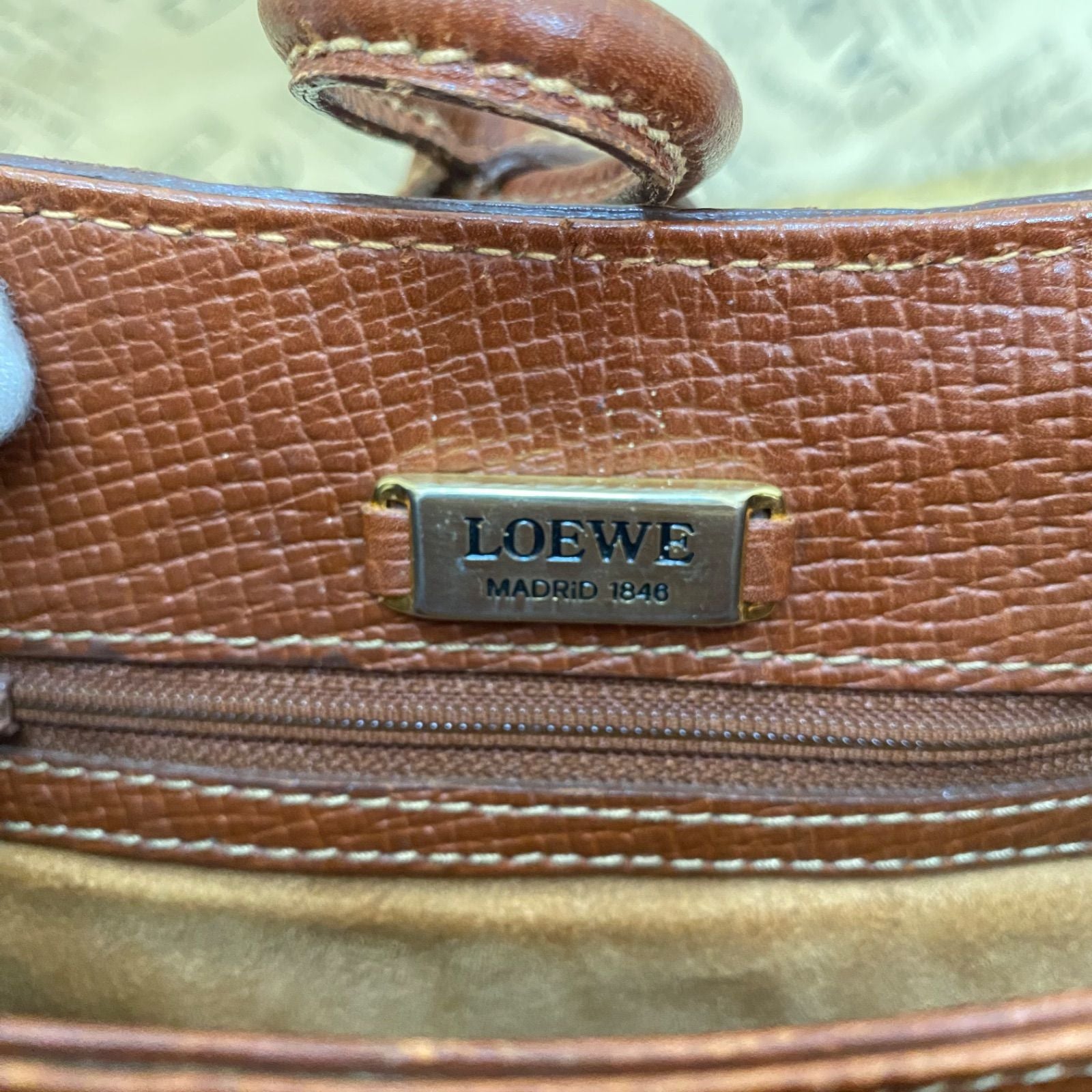 Loewe Handbag Shoulder Anagram Leather Brown Travel — view 4