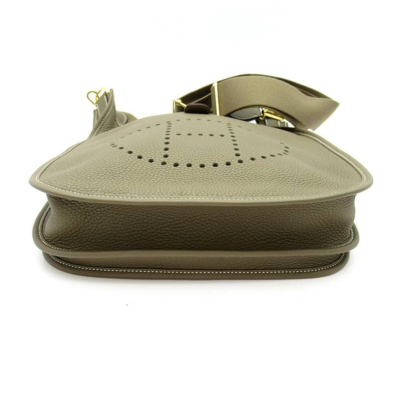 Hermes Evelyne 3 PM Taurillon Clemence Shoulder Bag Etoupe — view 5