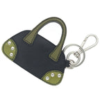 Prada Bag Motif Key Holder Leather Black Green — view 2