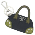 Prada Bag Motif Key Holder Leather Black Green