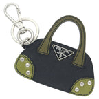 Prada Bag Motif Key Holder Leather Black Green