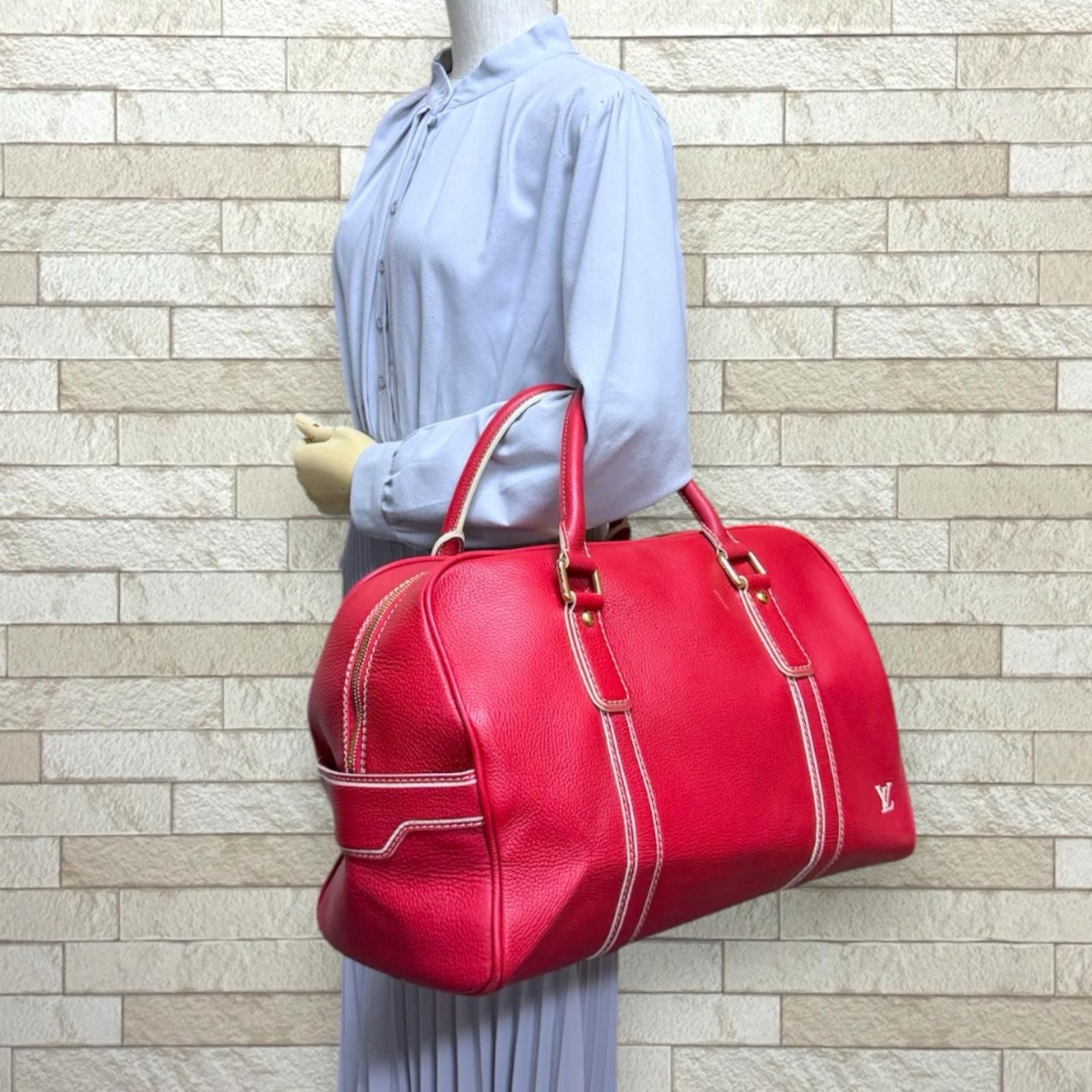 Louis Vuitton Carryall Boston Bag Leather Red — view 2