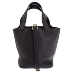 Hermes Picotin Lock PM Tote Taurillon Clemence Black Gold