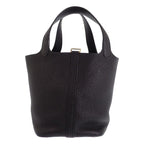 Hermes Picotin Lock PM Tote Taurillon Clemence Black Gold — view 2