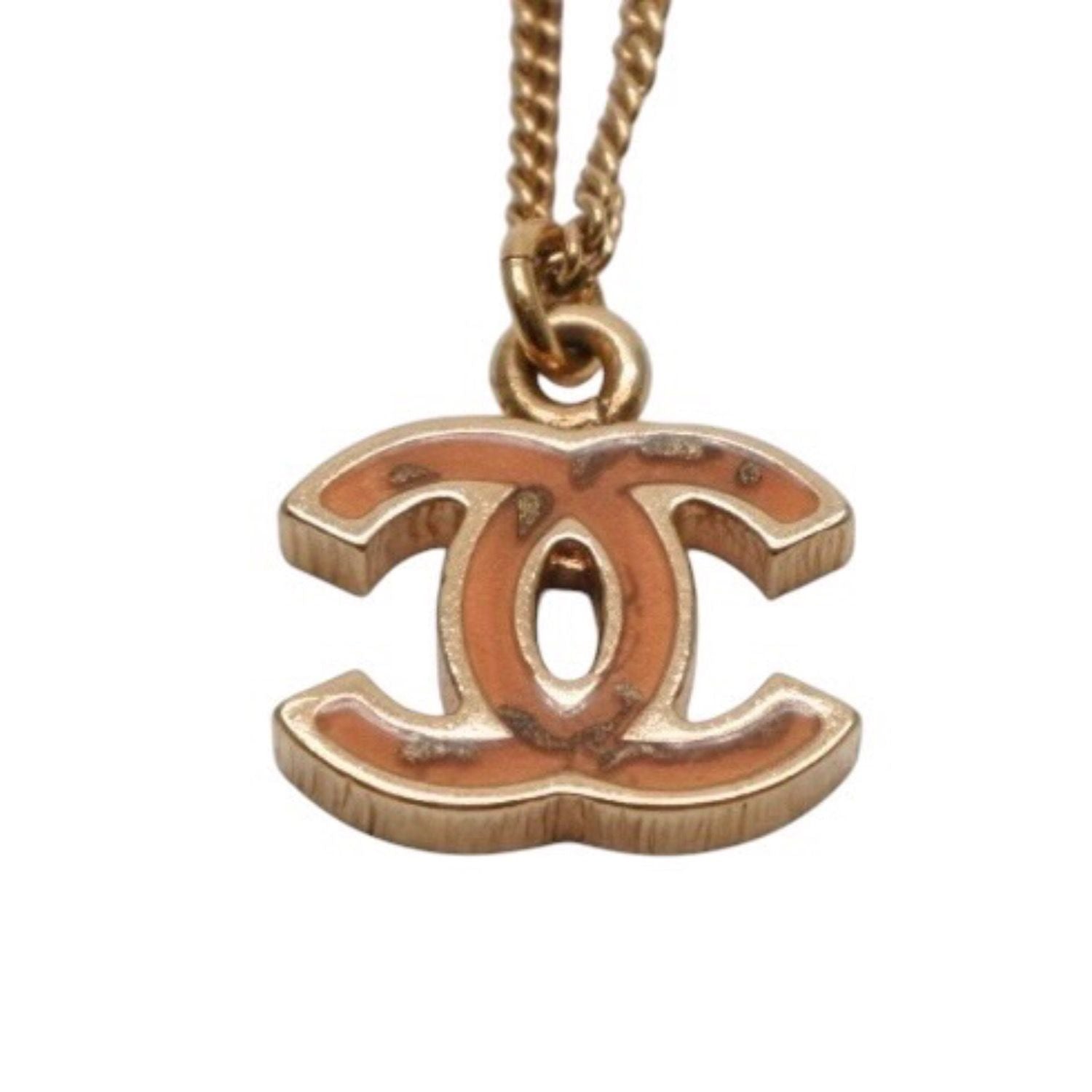 Chanel Necklace Double Sided CC Logo Brown Marble GD CC — view 2