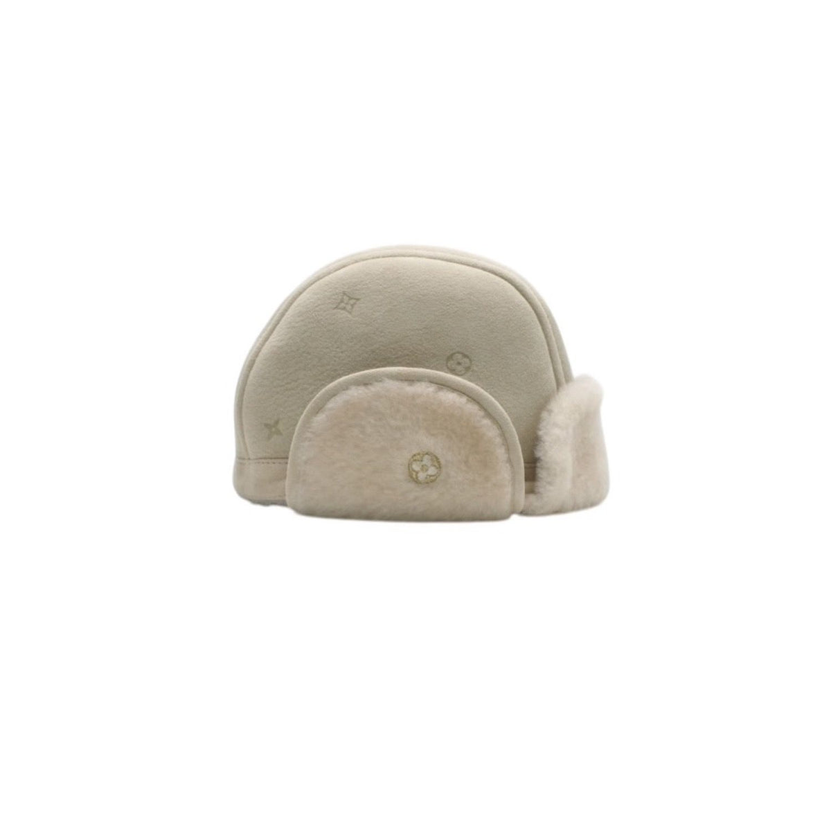 Louis Vuitton Kids Line Monogram Embossed Shearling Flight Cap Beige Hat — view 5