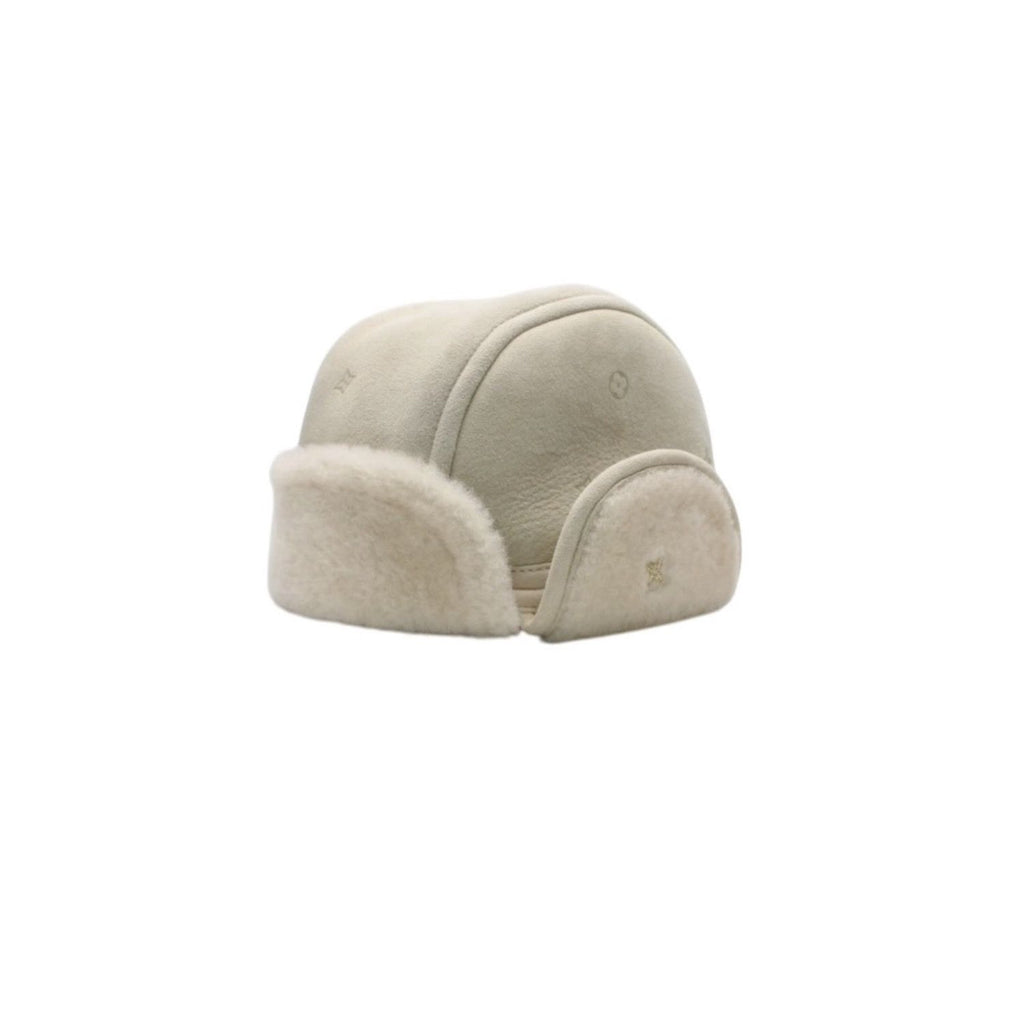 Louis Vuitton Kids Line Monogram Embossed Shearling Flight Cap Beige Hat — view 3