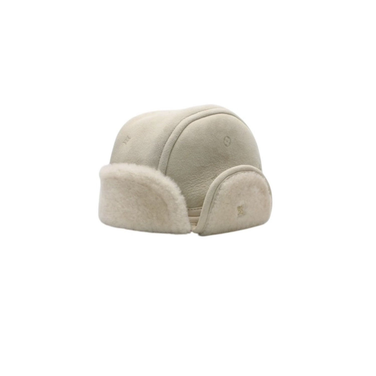 Louis Vuitton Kids Line Monogram Embossed Shearling Flight Cap Beige Hat — view 3