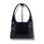 Prada Plastic Handle Shoulder Bag Hobo Tortoiseshell Black Leather