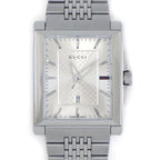Gucci Watch Timeless Rectangle 138.4 Rectangular Sunray Silver Dial Date SS