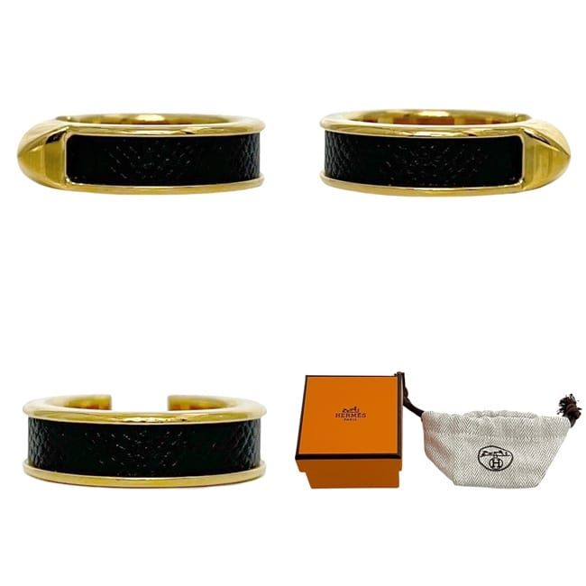 Hermes Ring Athena Double Clu Gold Black Golden