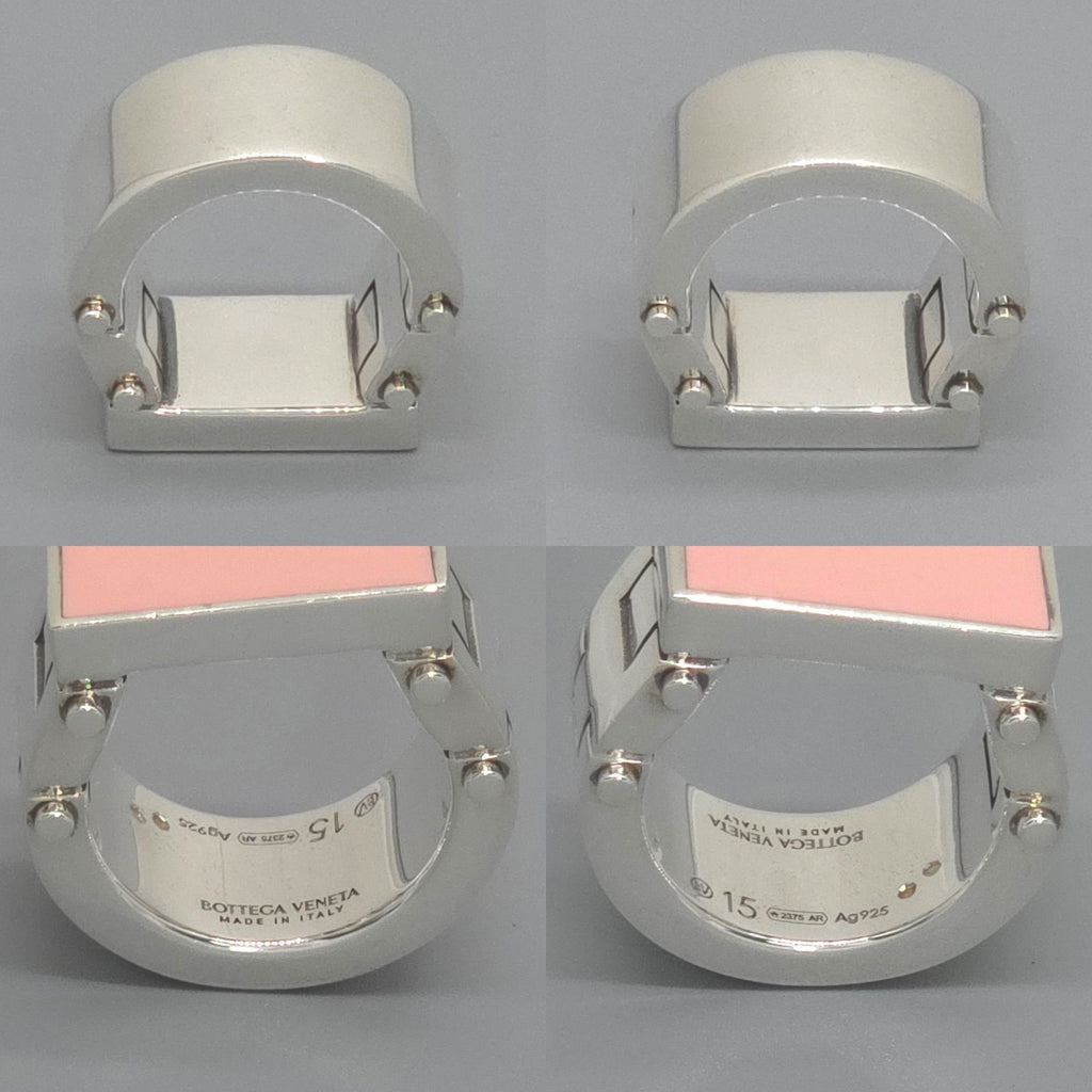 Bottega Veneta Enamel Bolt Ring Pink Color Sterling Silver Box