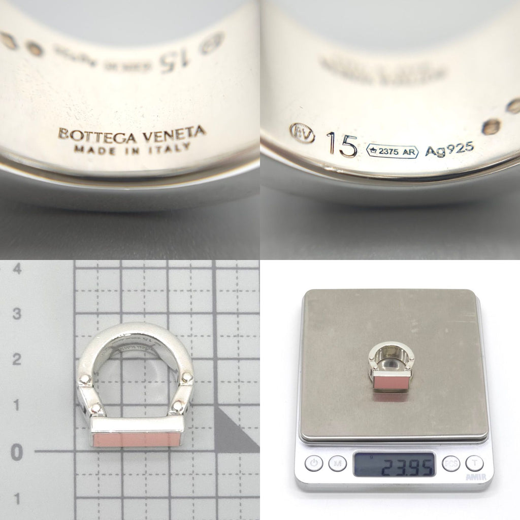 Bottega Veneta Enamel Bolt Ring Pink Color Sterling Silver Box