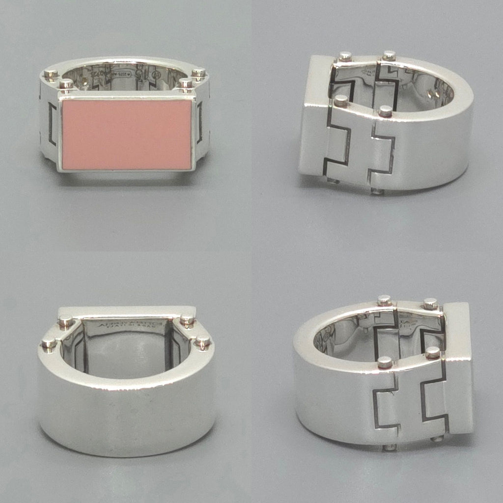 Bottega Veneta Enamel Bolt Ring Pink Color Sterling Silver Box