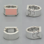 Bottega Veneta Enamel Bolt Ring Pink Color Sterling Silver Box