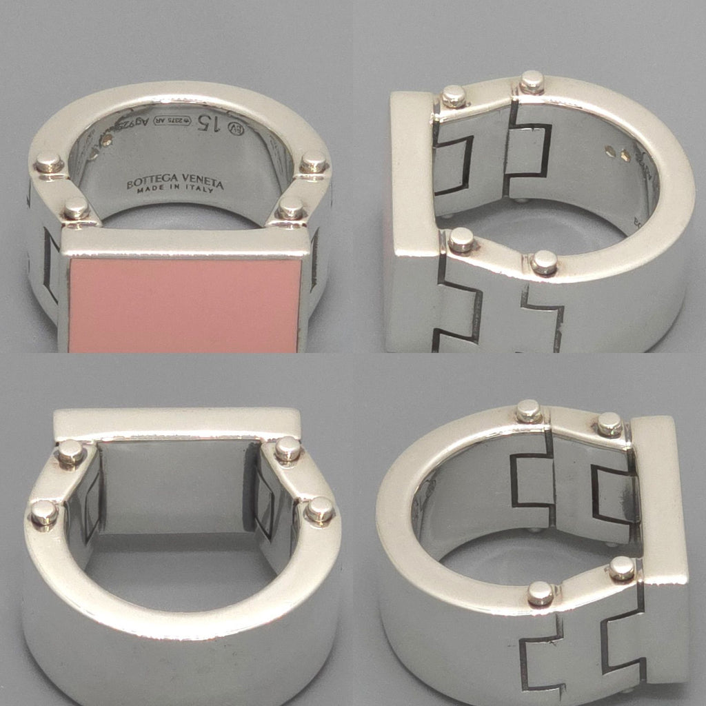 Bottega Veneta Enamel Bolt Ring Pink Color Sterling Silver Box