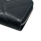 Chanel Card Case Coin Classic Zip Purse Quilted Caviar Leather CC Logo Black — view 4