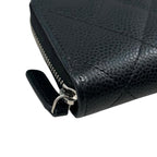 Chanel Card Case Coin Classic Zip Purse Quilted Caviar Leather CC Logo Black — view 3