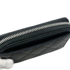 Chanel Card Case Coin Classic Zip Purse Quilted Caviar Leather CC Logo Black — view 6