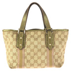 Gucci Beige Gold GG Canvas Leather Mini Tote — view 2