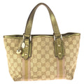 Gucci Beige Gold GG Canvas Leather Mini Tote