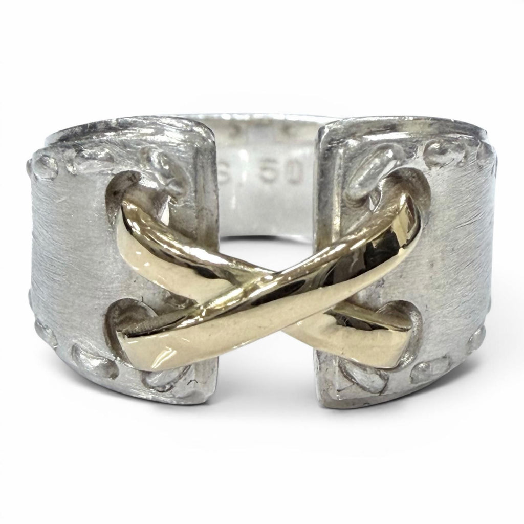 Hermes Vintage Mexico Ring 925 Combination Silver Gold
