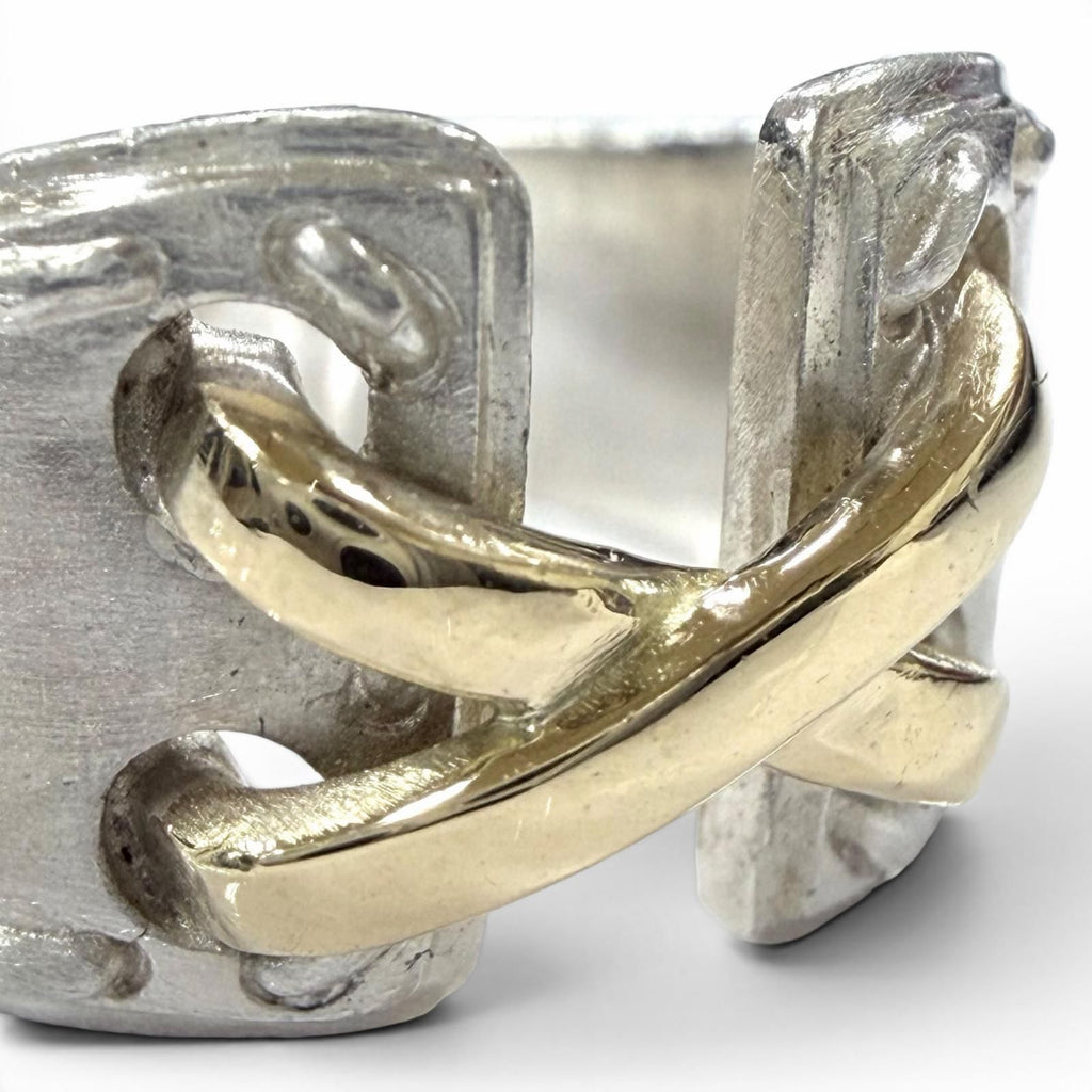 Hermes Vintage Mexico Ring 925 Combination Silver Gold