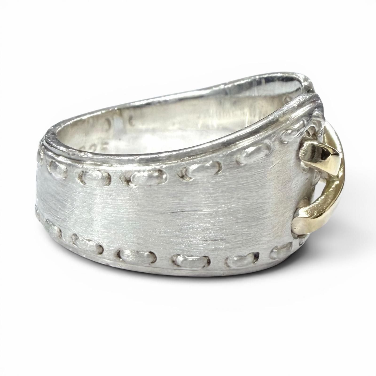 Hermes Vintage Mexico Ring 925 Combination Silver Gold