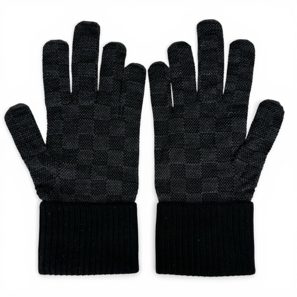 Louis Vuitton Wool Neo Petit Damier Gloves Black — view 4