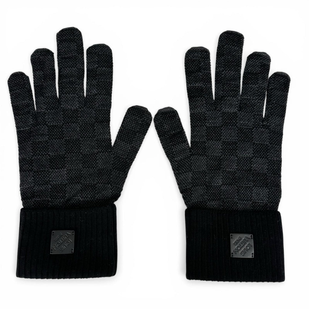 Louis Vuitton Wool Neo Petit Damier Gloves Black — view 3