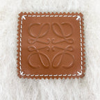 Loewe Mohair Wool Anagram Leather Patch Fringe Scarf Ivory — view 5